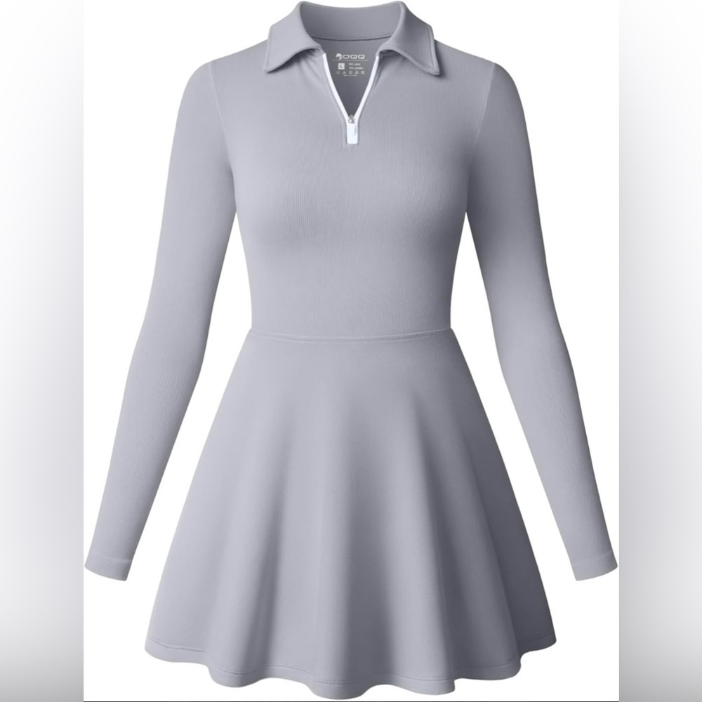 OQQ Women’s Long Sleeve Quarter Zip Mini Dress